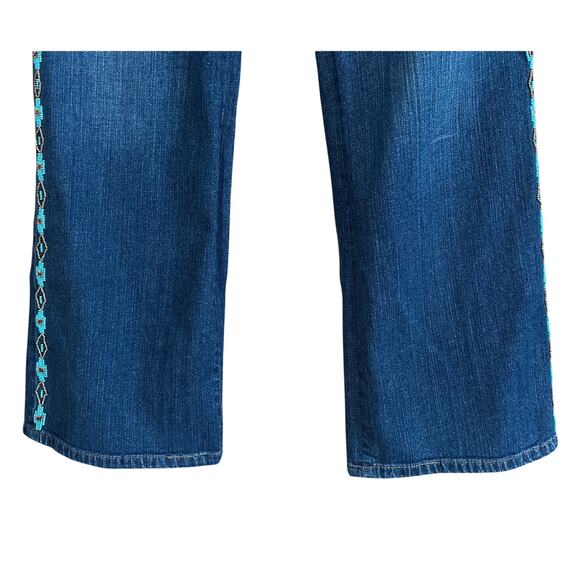 Lauren Jeans Co Ralph Lauren Women's Southwest Beaded Blue Denim Jeans Size 14 - Picture 16 of 16